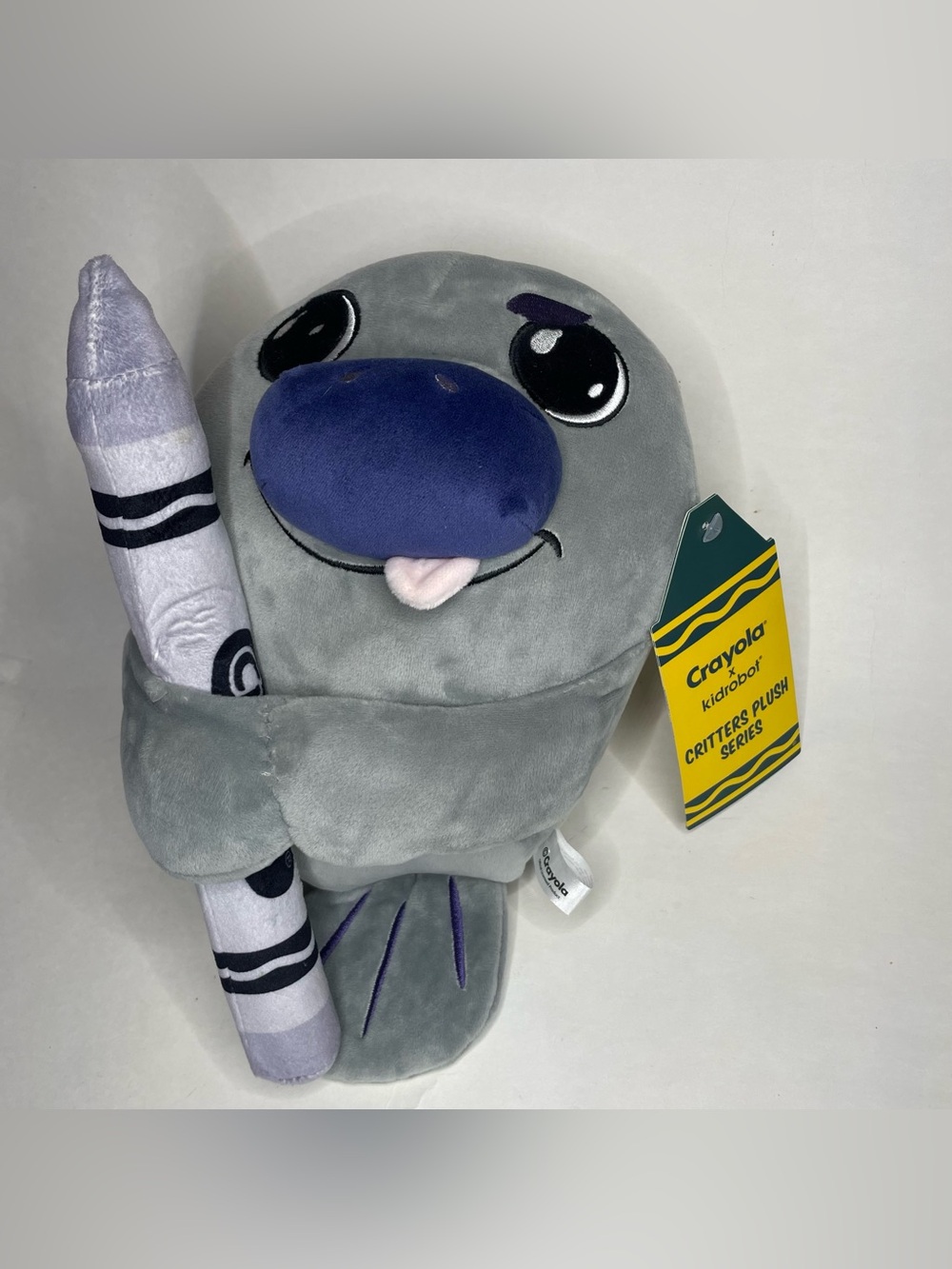 NWT Crayola x Kidrobot Critter Plush Series Manatee Grey Gray Plush Sea Cow Soft